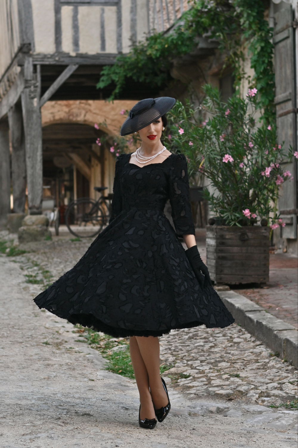 Noir Floral Swing Dress in Extended Sizing